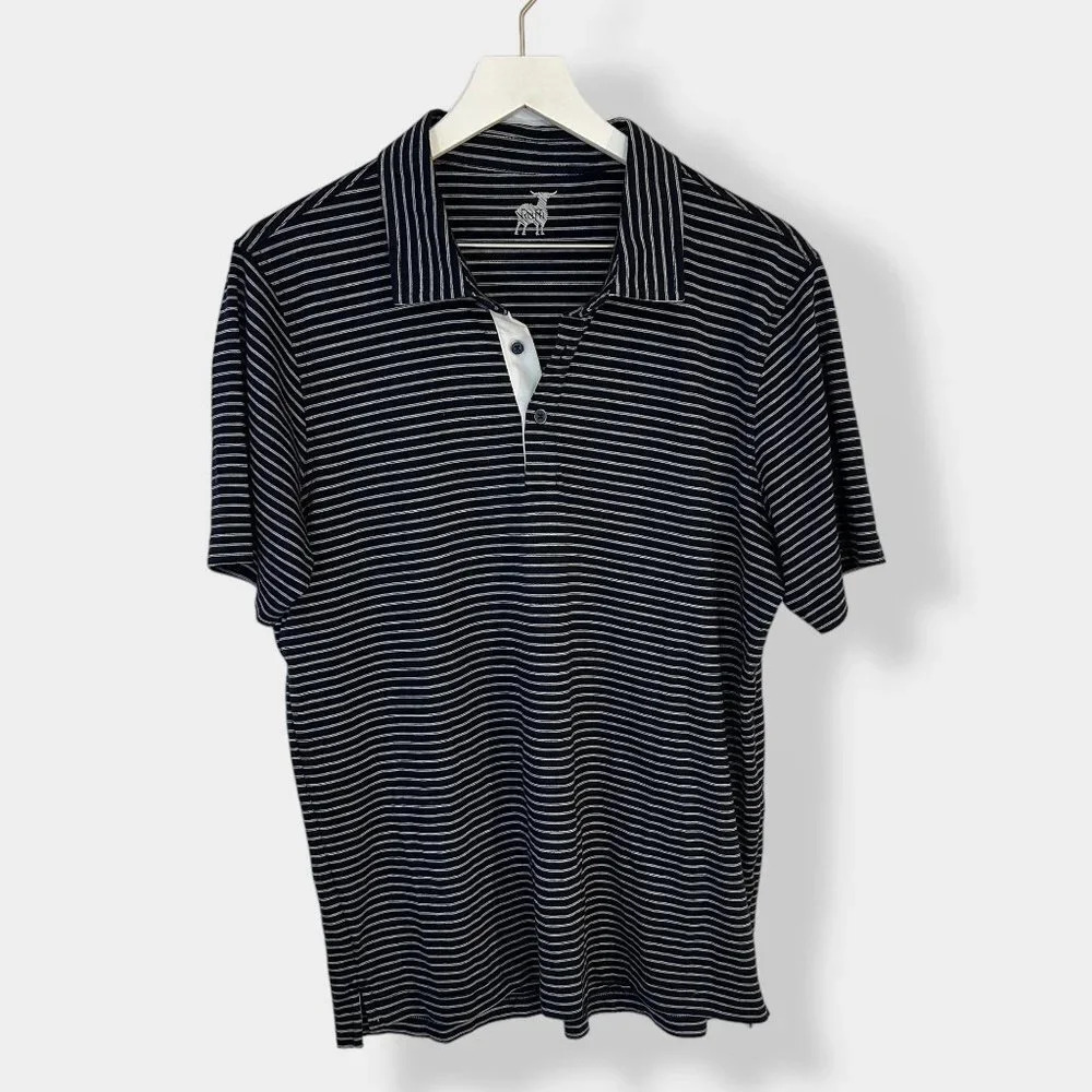 Raffi Men's‎ Navy Striped Polo Shirt L